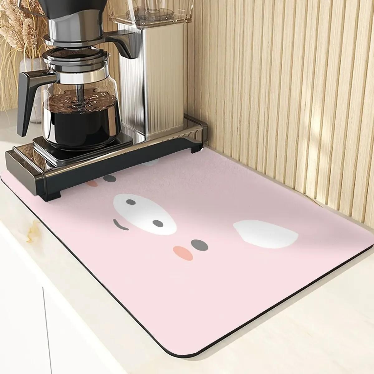 

Мультяшный животный стиль Простыни Абсорбирующий коврик для сушки для кухни Рисунок лица Силиконовый коврик Индивидуальные скатерти для настольных салфеток 20x30cm