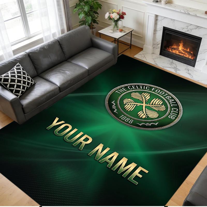 Crystal Velvet Rug Custom Name Text, Soft Non Slip Floor Mat Home DecorCeltic FC
