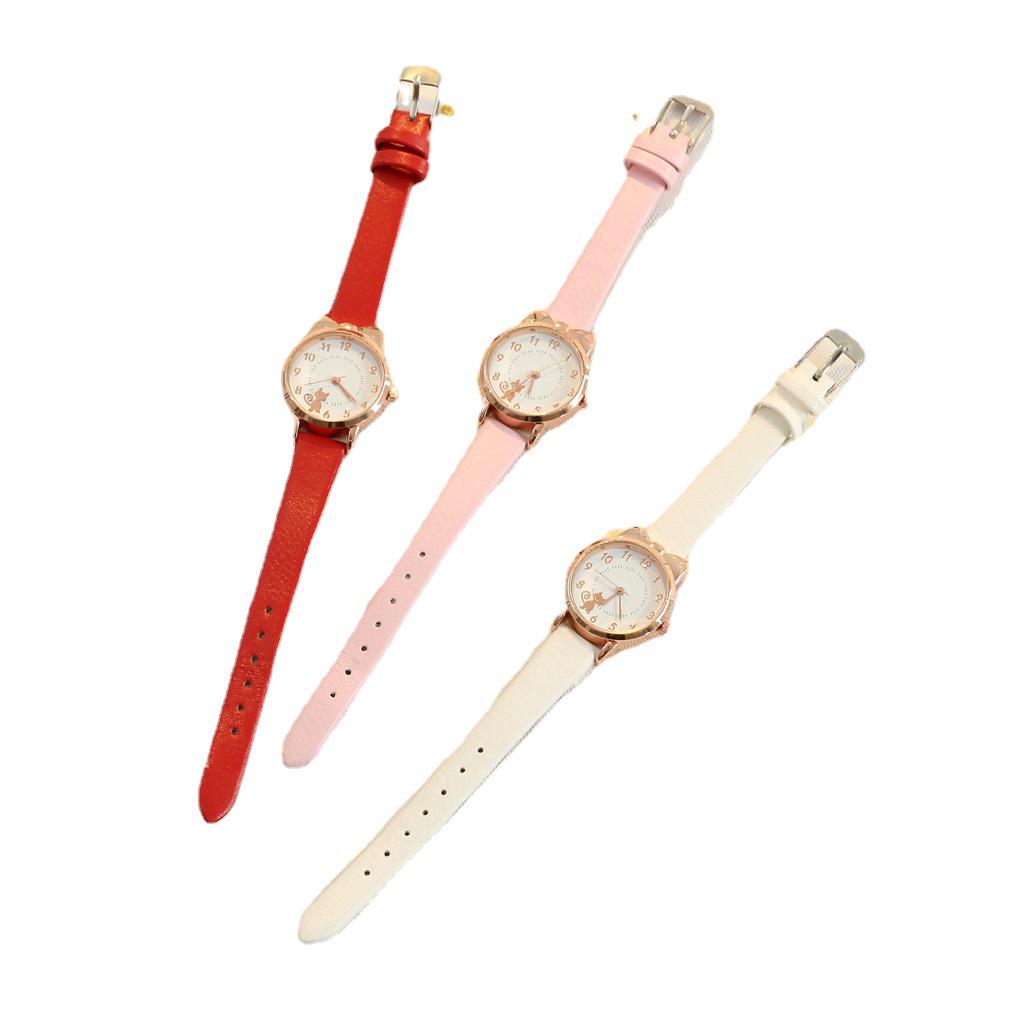 Newins Ladies Cute Cat Quartz Watch and Star Moon Bracelet Set чёрный