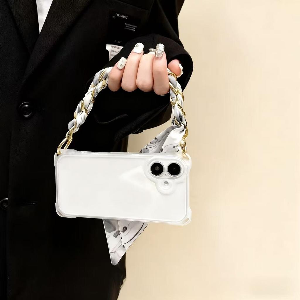 Silk Scarf Chain Strap Phone Case For Xiaomi Poco X7 Pro X6 X5 X4 X3 NFC GT X2 C75 C65 C55 Soft Shockproof Lanyard Cover