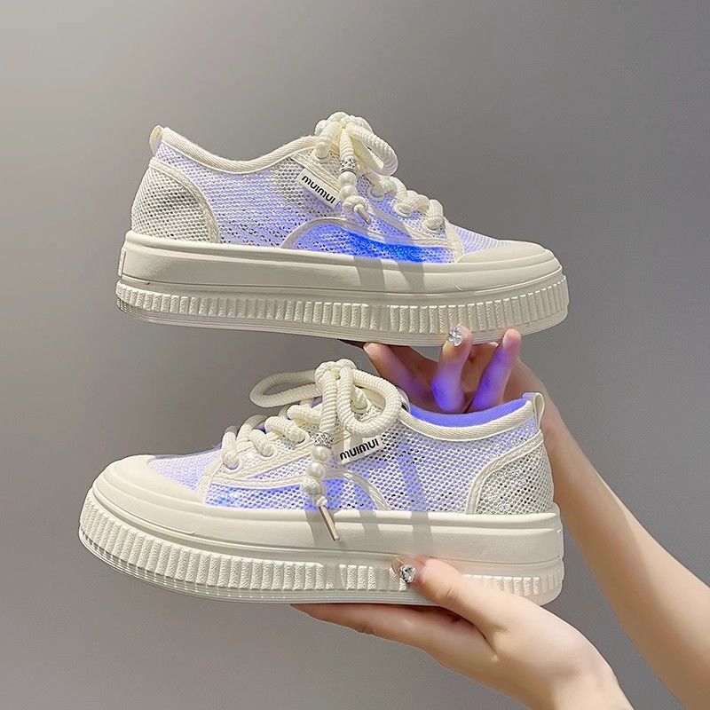 Fisherman shoes women's breathable women's shoes 2025 soft-soled thin net shoes summer platform casual board shoes European and American style