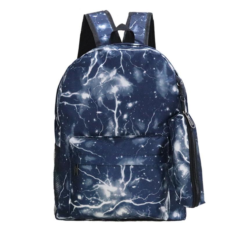 Printed backpack + pencil case casual student schoolbag two-piece set