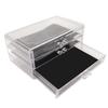 Clear Acrylic 3 Drawer Transparent Dustproof Removable Black Mesh Pads Stackable Jewelry Organizer