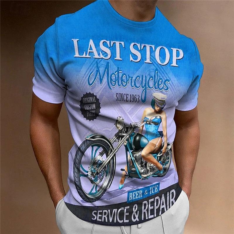 Men's Graphic Motorcycle T Shirt Motorcycle T Shirt Short Sleeve T shirt 3D Print Crew Neck Shirt Vintage Fashion Designer Outdoor Daily
