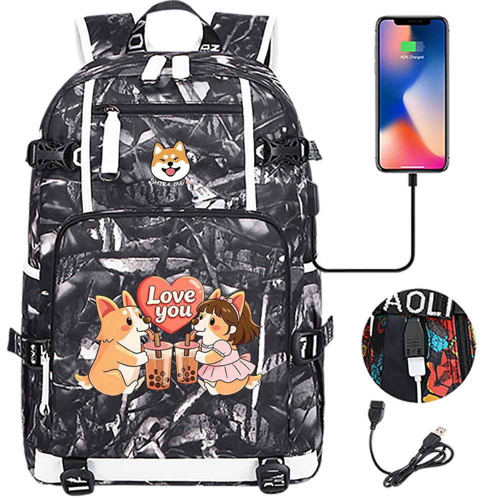 Kawaii Lucky Corgi Print Backpack for