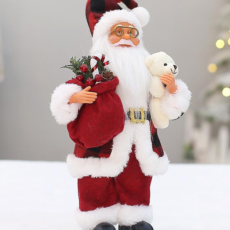Christmas Decorations 12 Inch 30cm Standing Santa Doll Backpack Santa Doll Ornament Gift