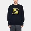 We11done Fw22 Yellow Square Logo Crew Neck Pullover Knit Sweater Unisex sweater Black WD-KT1-21-613-U-BK