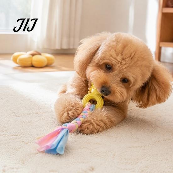 Braided Cotton Rope Dog Toys Spiky Chew Toy with Rope, Pet Molar Stick Toy, Interactive Puppy Teething Relief for Small Medium Dogs Teeth Cleaning