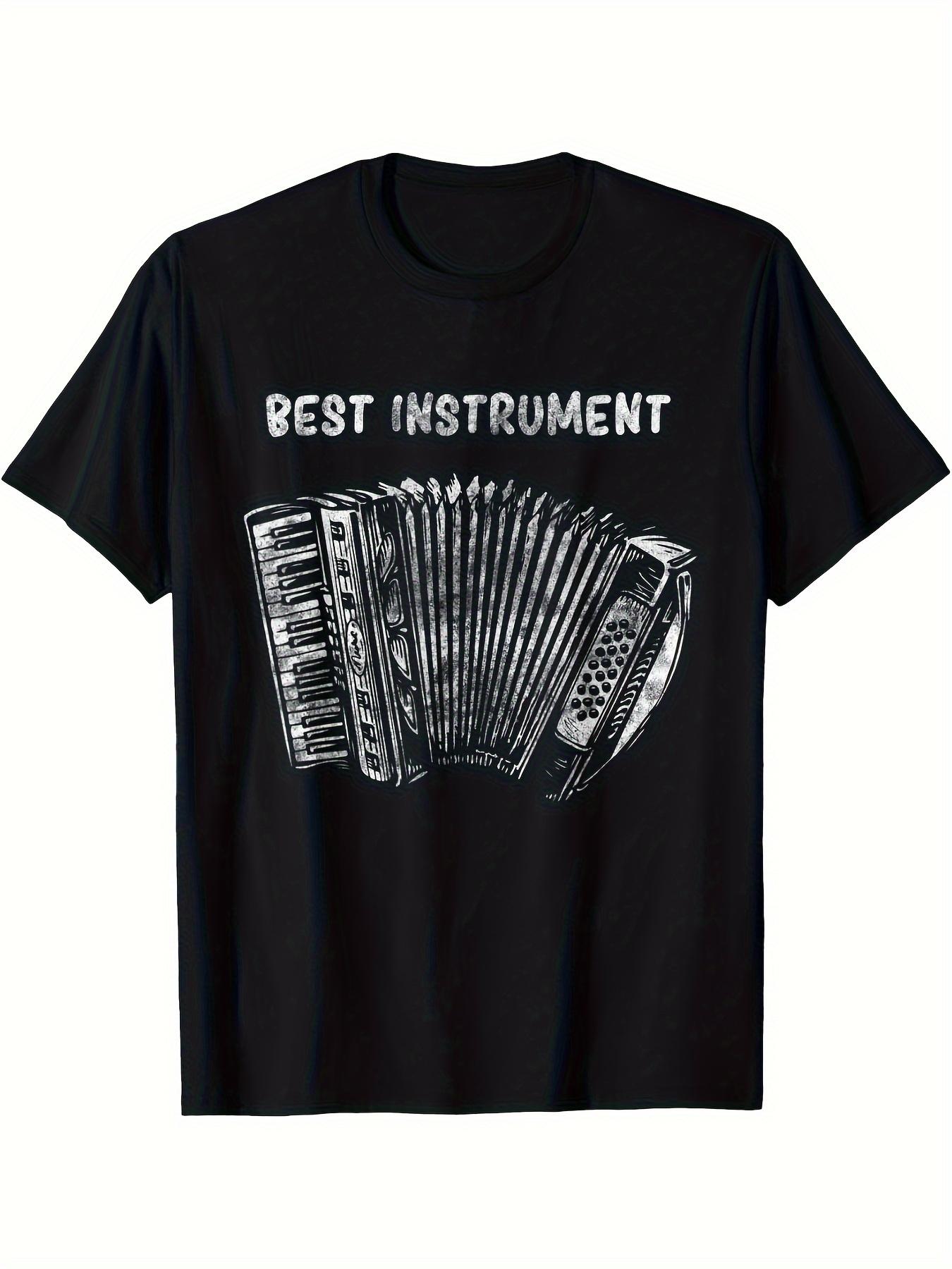 Accordion Music Lovers T-Shirt - Black withAccordion Design M