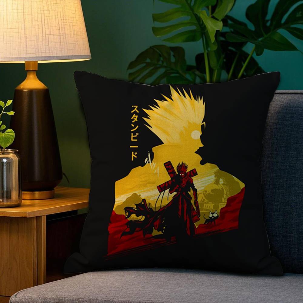 Cool Anime T-Trigun Pillow Case Plush Fabric Soft Double Sided Print Home Sofa High Quality Cushion Cover Throw