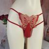 Large Size Sissy Pouch Panties Men Bullet Separation Brief Butterfly Embroidery Transparent Underwear Couple Tranparent Lingerie