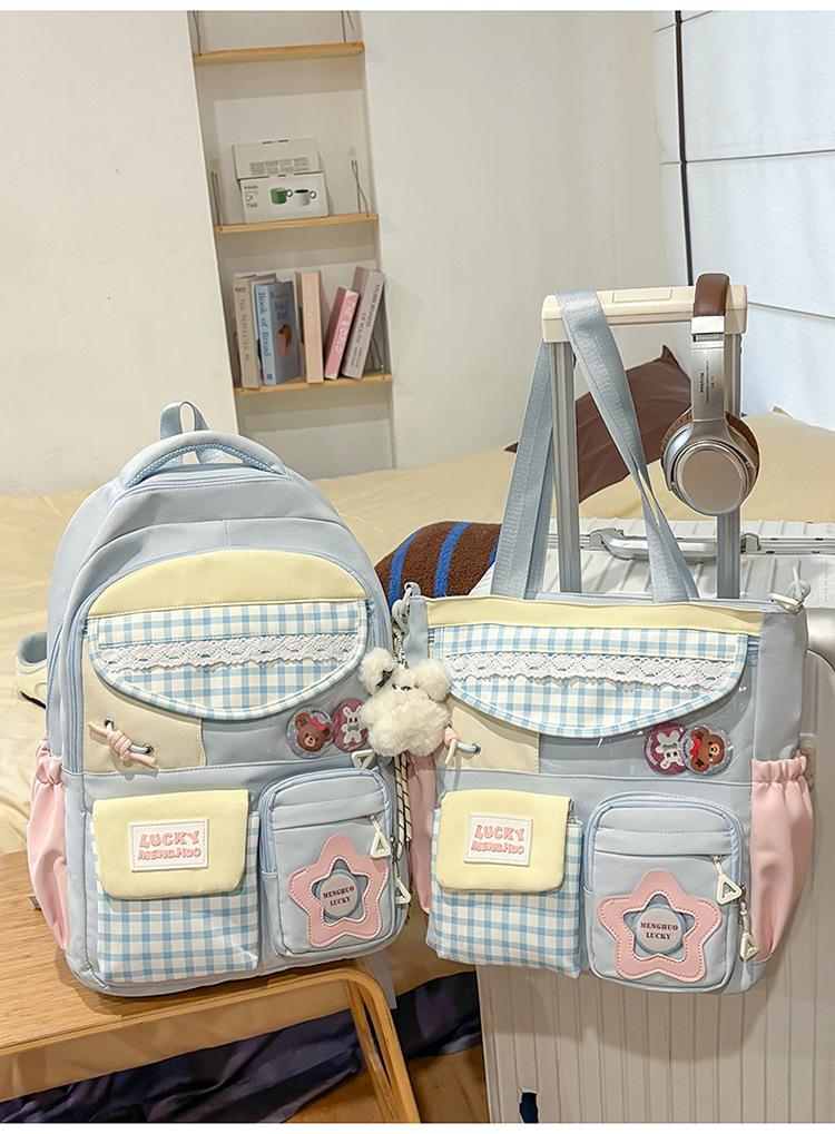 Kawai Large Capacity Backpack for Women Versatile for High School College Students Backpack Instagram Style Backpack Trend
