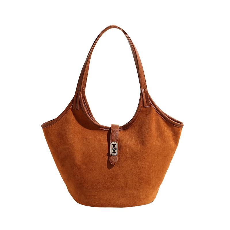 Suede Shoulder Bag Women Casual Tote England Style Vintage Tote Bag Large Capacity Commute Shoulder Crossbody Bags Fashion