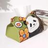 Cute Green Hugging Bear Cartoon Tissue Box