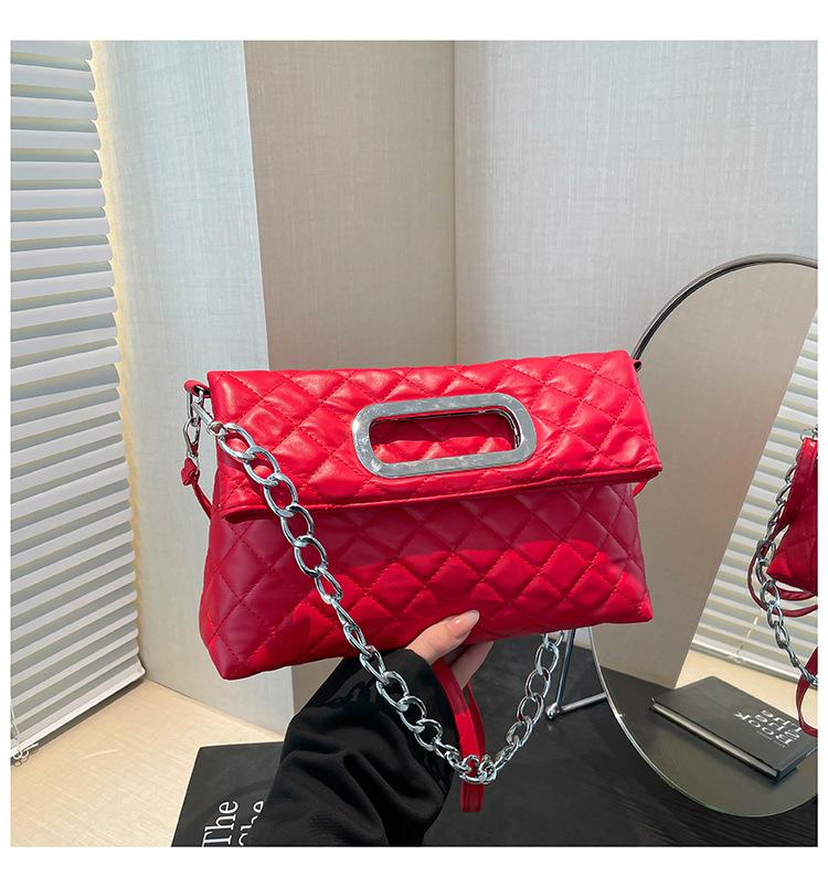 Niche light luxury folding handbag autumn and winter 2025 new fashion messenger bag high-end diamond chain underarm bag