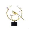 Bird Statue with Gilded CrystalTone Tabletop Ornament Elegant for Living Room, Entryway,
