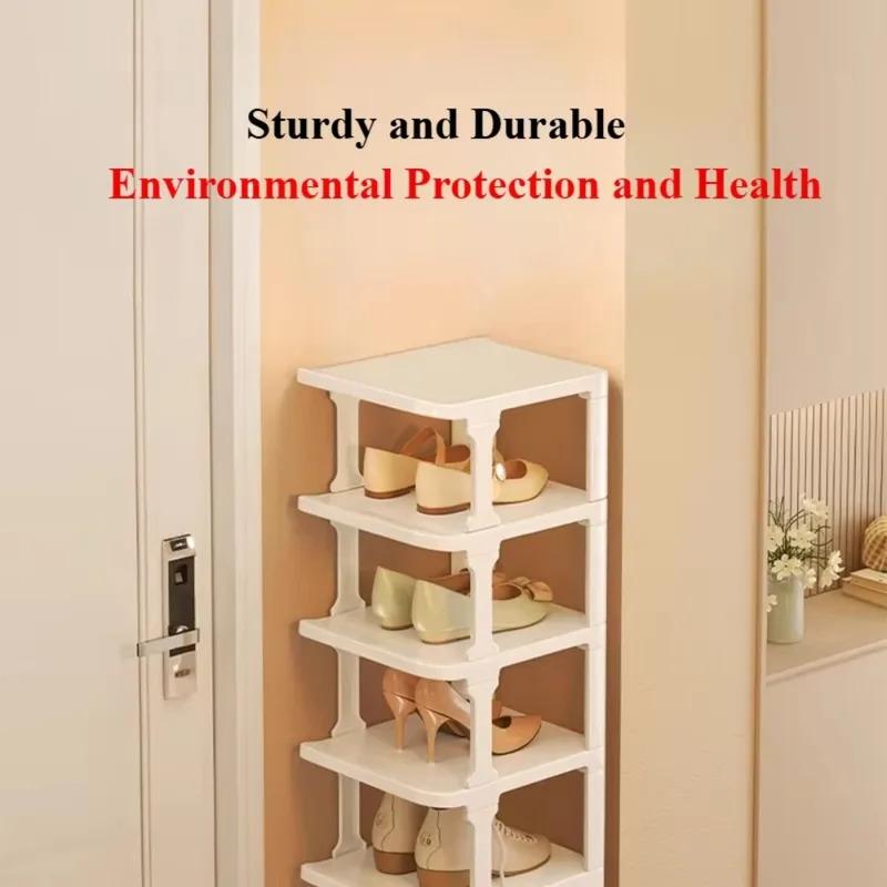 A Multi-layer Plastic Shoe Rack with Large Storage Capacity, Designed for Use In Homes and Dormitories