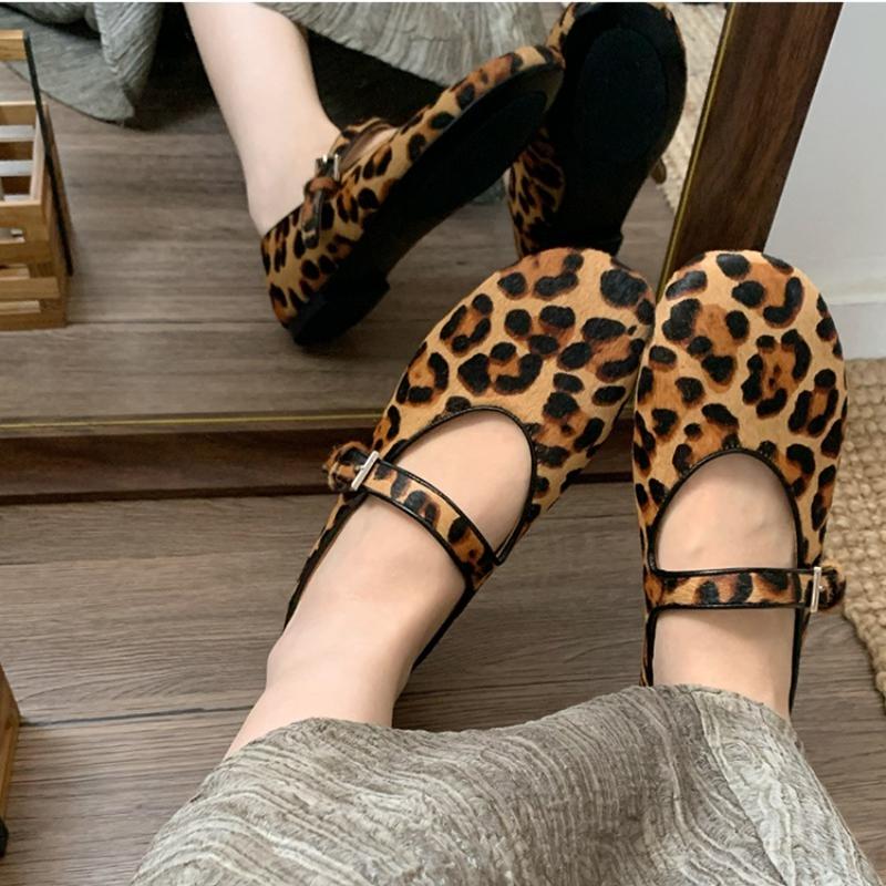 Fashion Leopard Women Ballet Flats Shoes Casual Fashion Loafers Summer Sandals 2025 Designer Brand Mary Jane New Cozy Soft Mujer Zapatos
