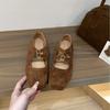 Retro brown square head Mary Jane shoes ballet shoes women's 2025 autumn new Korean version French light mouth single shoes