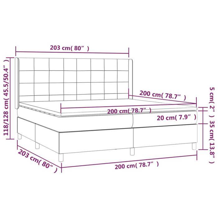 VidaXL Sommier à Lattes de Lit avec Matelas et LED, Lit Rembourré avec Tête de Lit, Lit Double, Lit Adulte de Chambre, 3138904