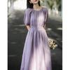 French Holiday Style Elegant Romantic Long Skirt for Women Summer Slim Waist-hugging Big Sway Dress