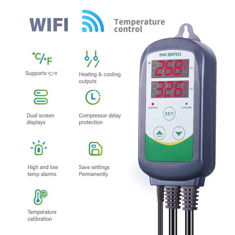 

INKBIRD ITC-308-Wifi Контроллер температуры с двойным релейным выходом, беспроводной умный цифровой термостат для домашнего пивоварения, выращивания рассады AU Plug