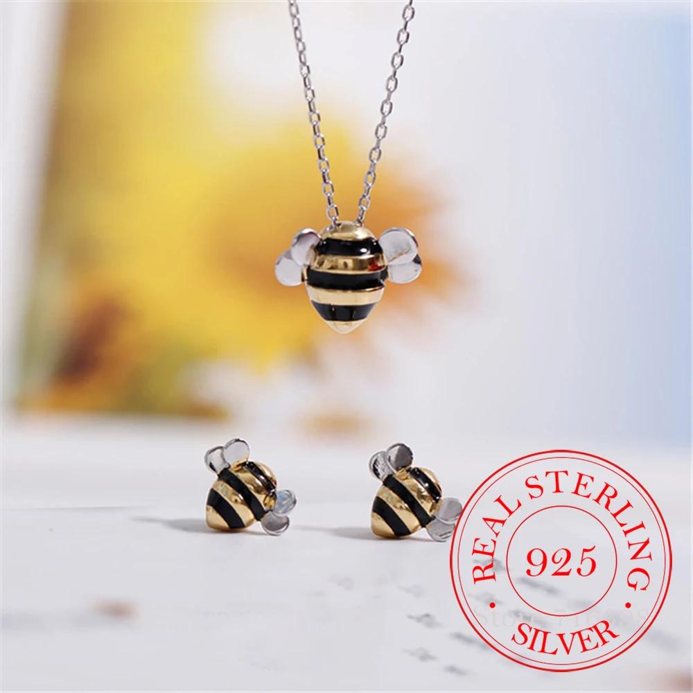 925 Sterling Silver Animals Bee Stud Earrings For Women Kids Prevent Allergy Pendientes Pendientes Plata De Ley 925 Mujer