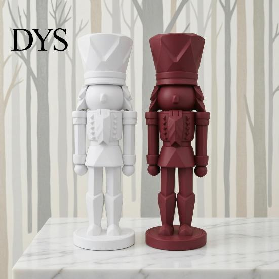 New Year Interior Soft Furnishings 3D Printed Nutcracker Soldier Statue, Geometric Minimalist Figurine for Desk Luxury Home Tabletop Piece Shelf, DIY