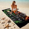 1PC Custom Name Skull Flames Motorcycle Art Beach Towel Highly Absorbent And Sand-Resistant Towel for Swimming, Pool, Yoga, And Travel Lightweight
