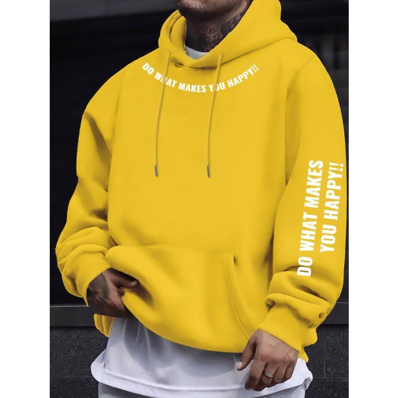 Spring/Autumn New Printed Men's Drawstring Hoodie with Kangaroo Pocket