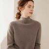 White Cashmere Rolled Collar Sweater - Women's Loose Fit Pullover for Autumn/Winter 2025
