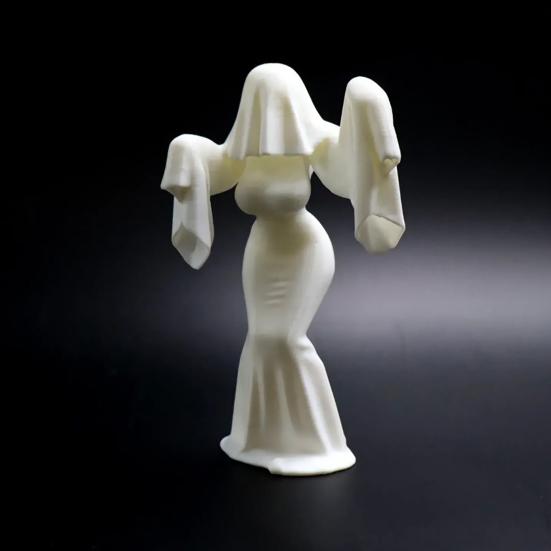 Halloween Ghost Bride Statue 3D Printed White Ghost Sculpture Tabletop Ornament for Yard Garden Lawn Indoor Outdoor Decor