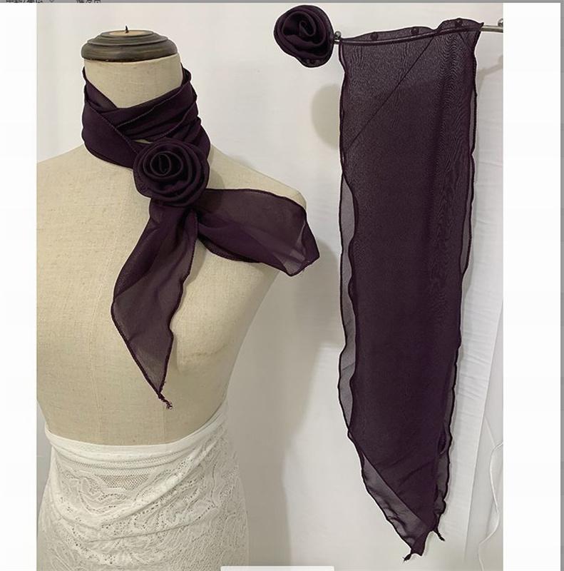 

26Colors Decorative Headscarf Solid Rose Knotted Scarf Shawl Shawl Flower Sunscreen Headscarf Ladies Office Scarf 15x120cm