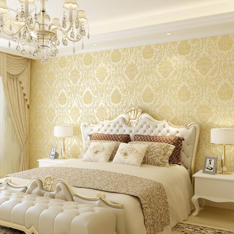Self-adhesive Wallpaper 3D Three-dimensional European Non-woven Wallpaper Fine Pressure Thickened Bedroom Living Room Background Wall Sticker Warm