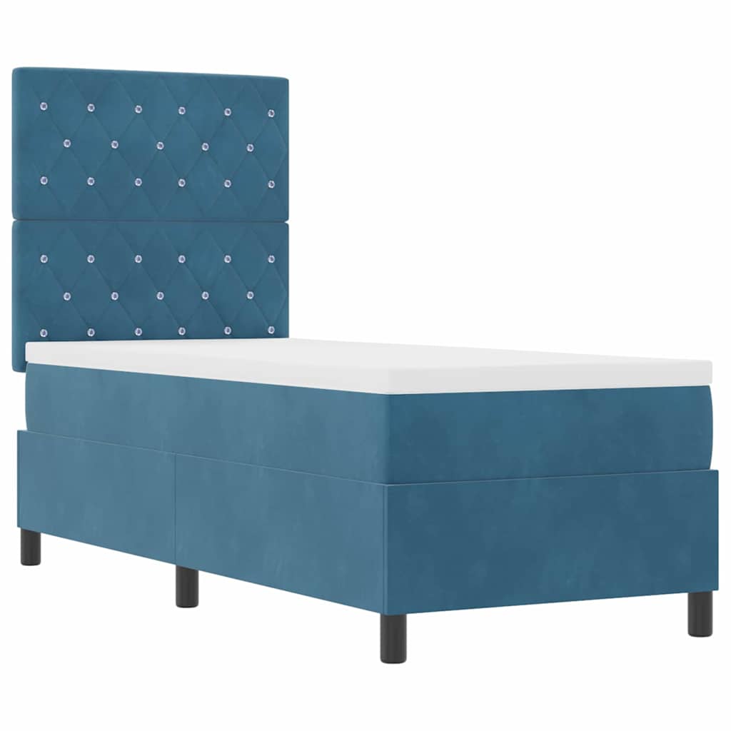 Box Spring Bed with Mattress Dark Blue 80 x 200 cm Velvet