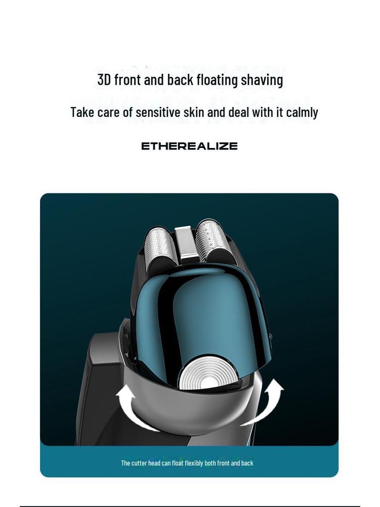 Tragbarer Multifunktions-Elektrorasierer: Supersauberer, grenzüberschreitender Bartrasierer mit drei Klingen und Hin- und Herbewegung