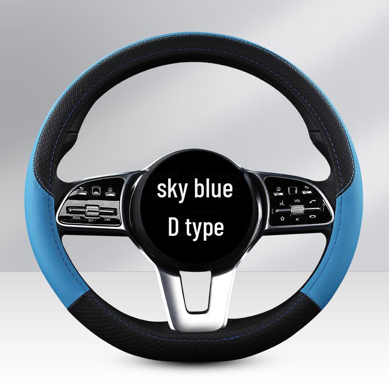 Uniwersalny Czterosezonowy Pokrowiec na Kierownicę Samochodową z PU Skóry: Odporny na zużycie, dopasowany kolorystycznie, modny pokrowiec na kierownicę do małych samochodów.