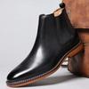 Fashion High Quality Men's Genuine Leather Chelsea Boots Top Layer Cowhide Lining Raw Rubber Sole Latex Slip-On Ankle Shoes