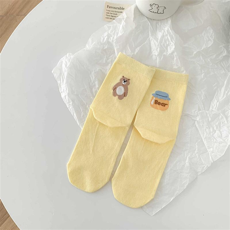 Women's Cartoon Animal Mid-tube Socks Summer Cute Trendy Creative A&B Style Soft Breathable Cotton Students Socks