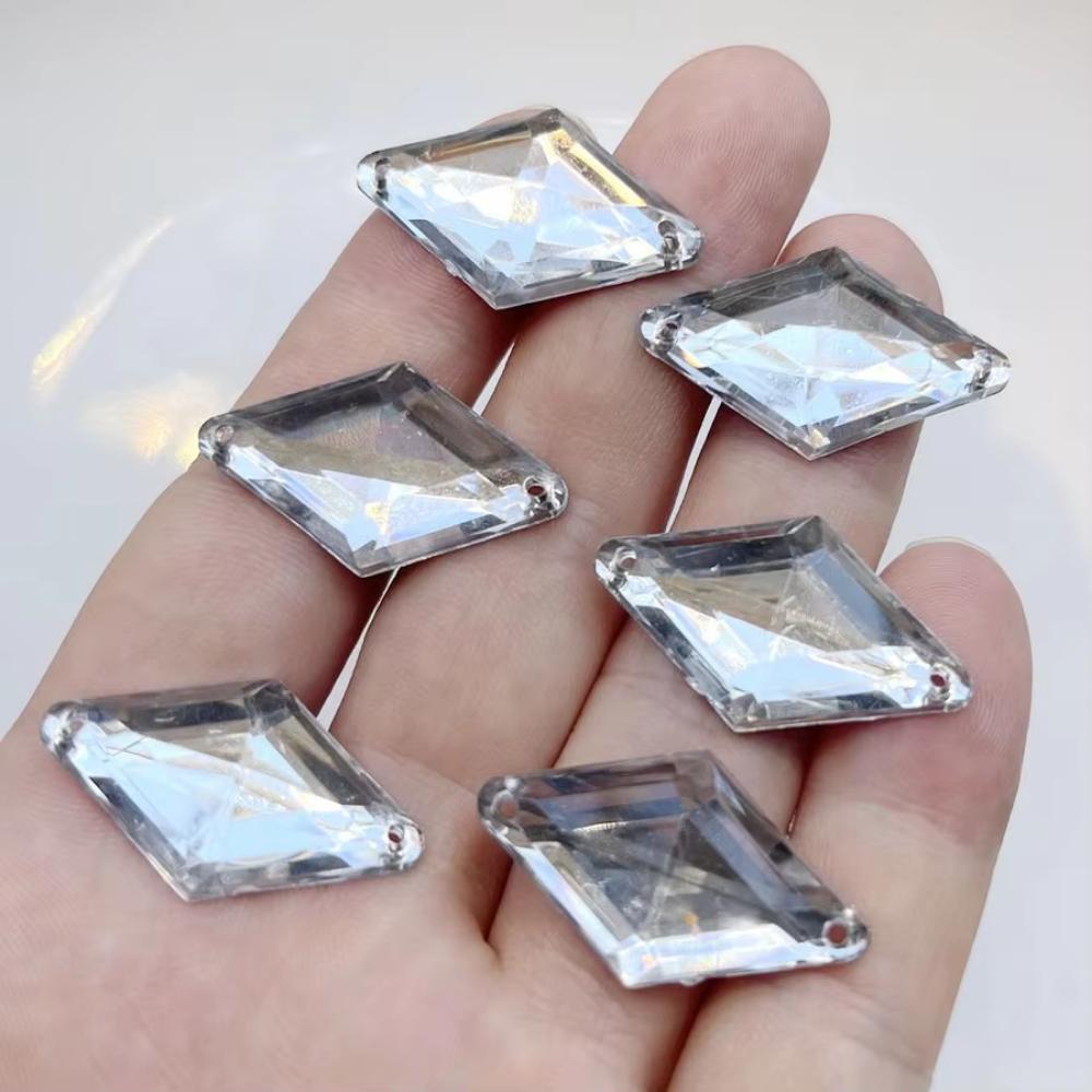 15pcs 18 * 30mm Diamond Shaped Pressure Rhinestone Sewn On Flat Back Crystal for DIY Jewelry Making Decoration Sewing Rhinestone