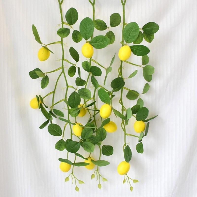 Pack of 2 Bright Artificial Lemon Branches Artificial Lemon Branches Yellow Stem For Garden And Kitchen Decoration