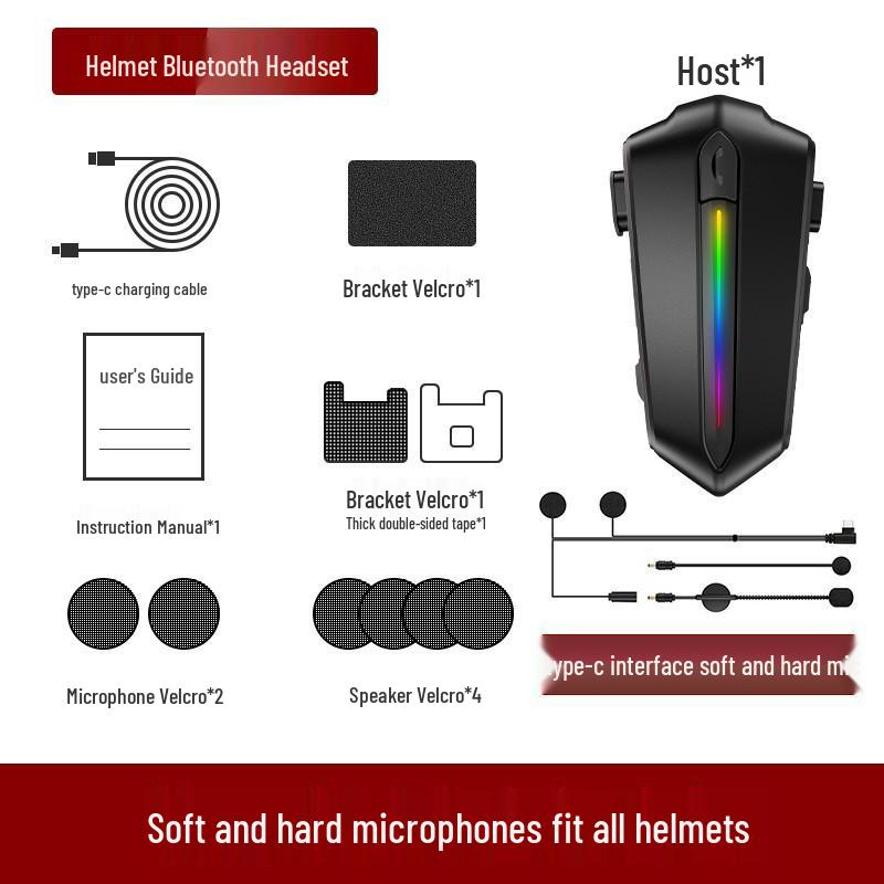 Waterproof Bluetooth Motorcycle Helmet Earphones with Noise Cancelling & Multi-person Intercom