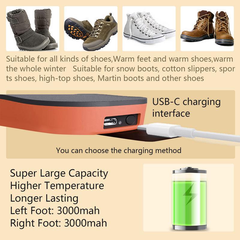 Winter USB Heated Insoles with 3000Mah Battery  Wireless Temperature Adjustment Electric Foot Thermal Pad  For Men Women