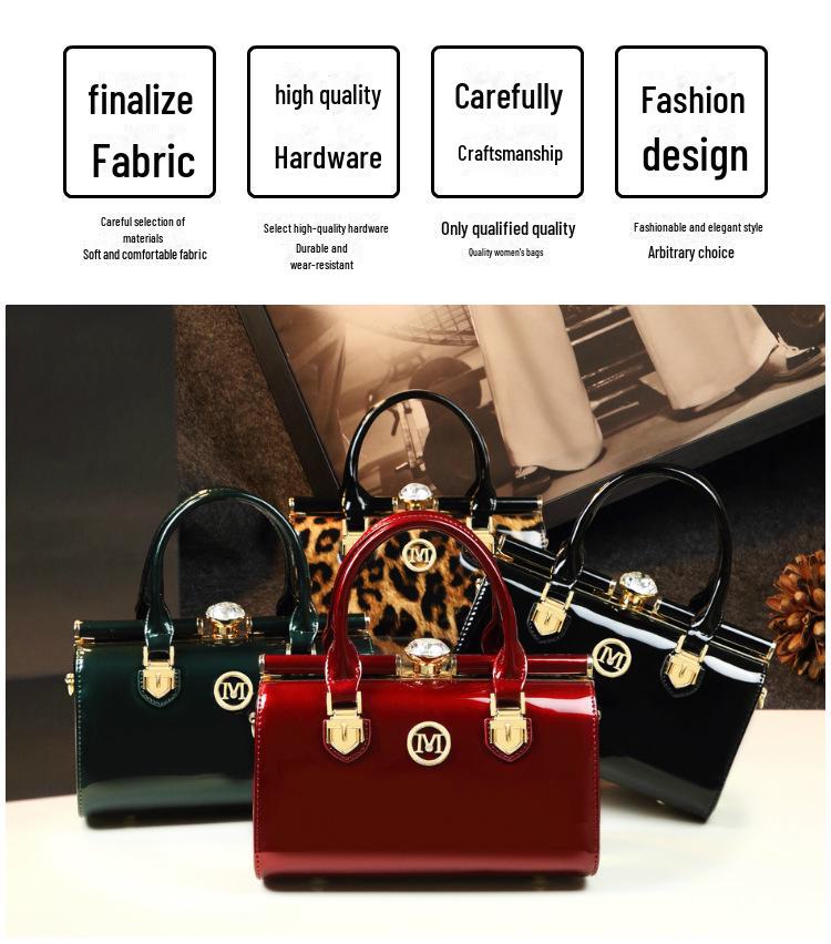 2024 Women's Rhinestone Clip Shoulder & Hand Bag – Stylish Pillow Shape In Bright Leather