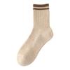 Men's Autumn and Winter Thickened Pure Cotton Wool Loop Bottom Color-blocked Mid-calf Socks, Warm Towel Bottom Anti-odor Sports Long Calf Socks