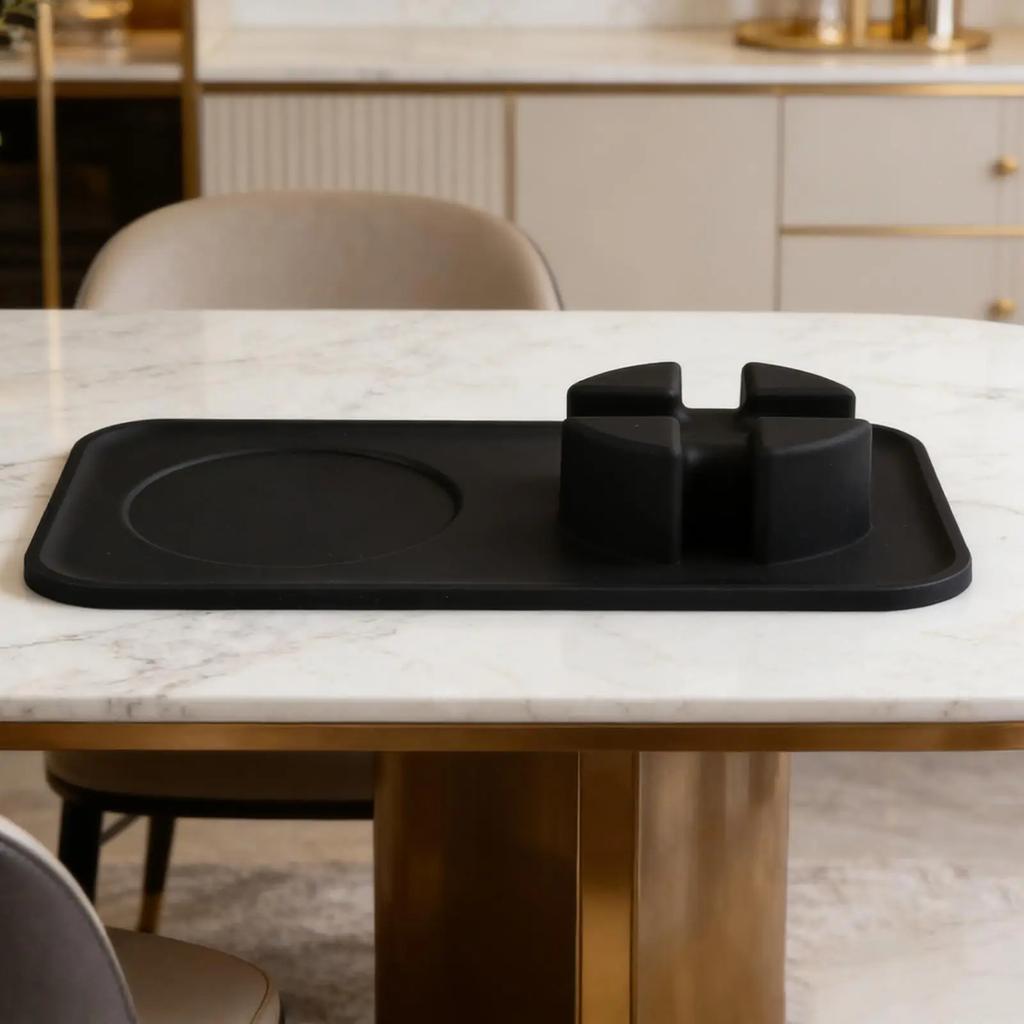 For NJ ES601 Espresso Tamping Mat Black Silicone Tamping Mat Stability For Precise Tamping Food-grade Silicone