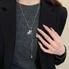 Fashion Simple Pulling Pony Pendant Necklace Versatile Metal Sweater Chain Pendant Necklace Jewelry Accessories Gifts