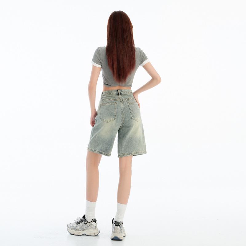 Women's High-Waist Retro Denim Shorts - 2025 Summer A-Line Wide-Leg Elegance