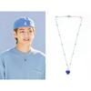 Kpop V Kim Taehyung Same Style Mood Color Changing Heart Pendant Necklace Beaded Chain Fan Merchandise Jewelry Gift for Women Men ARMY