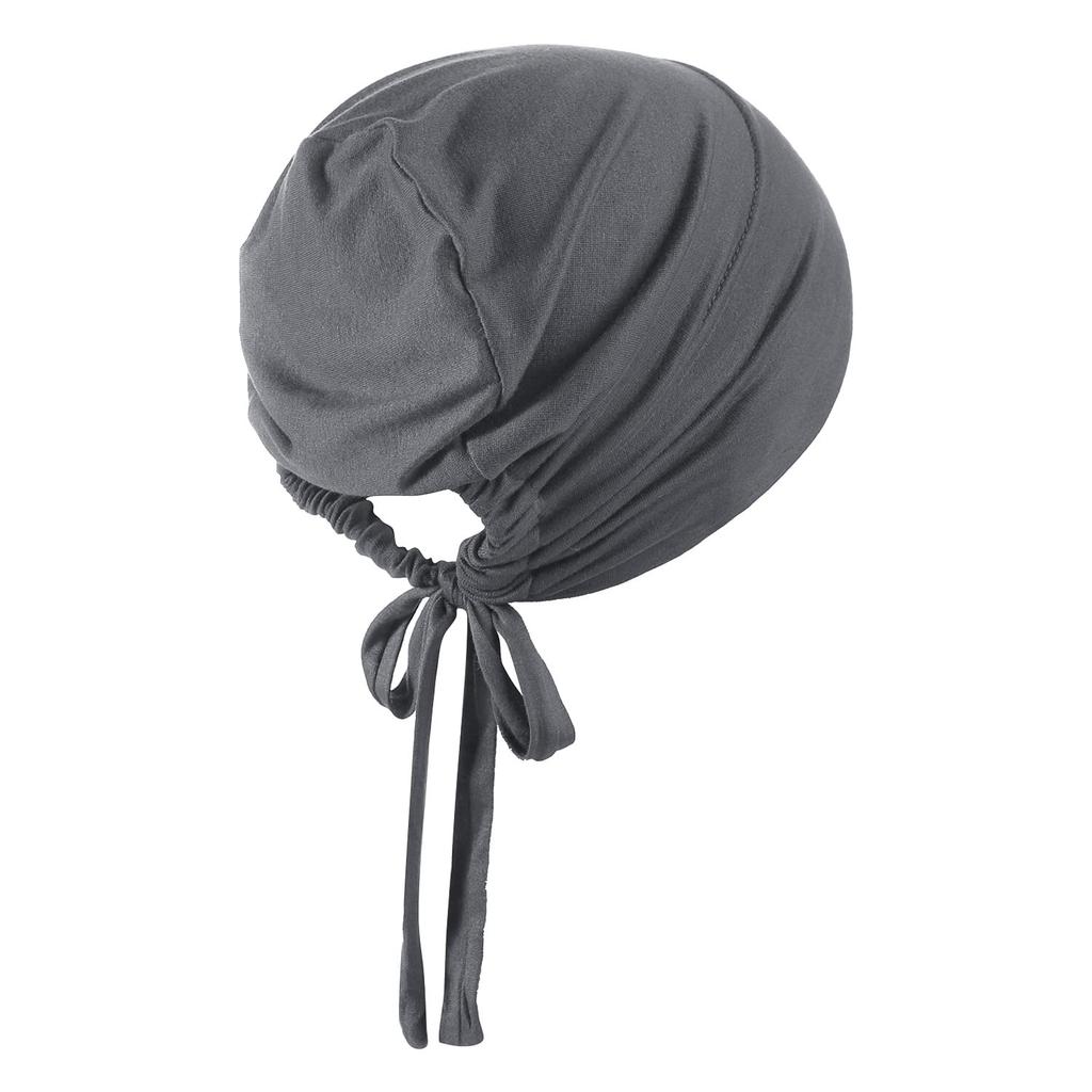 Ethnic Hair Solid Hair Care Cap with Headwear for Hair Loss and Breathable and Perfect for Everyday and Set of 2 Dark Women's Turban, Simple, Color,